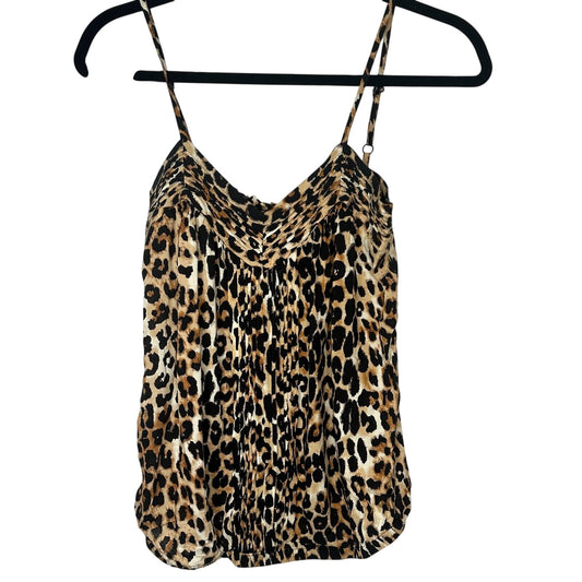 Express Cheetah Print Cami Top Front Bodice Ruched Elastic Waist Hem Small