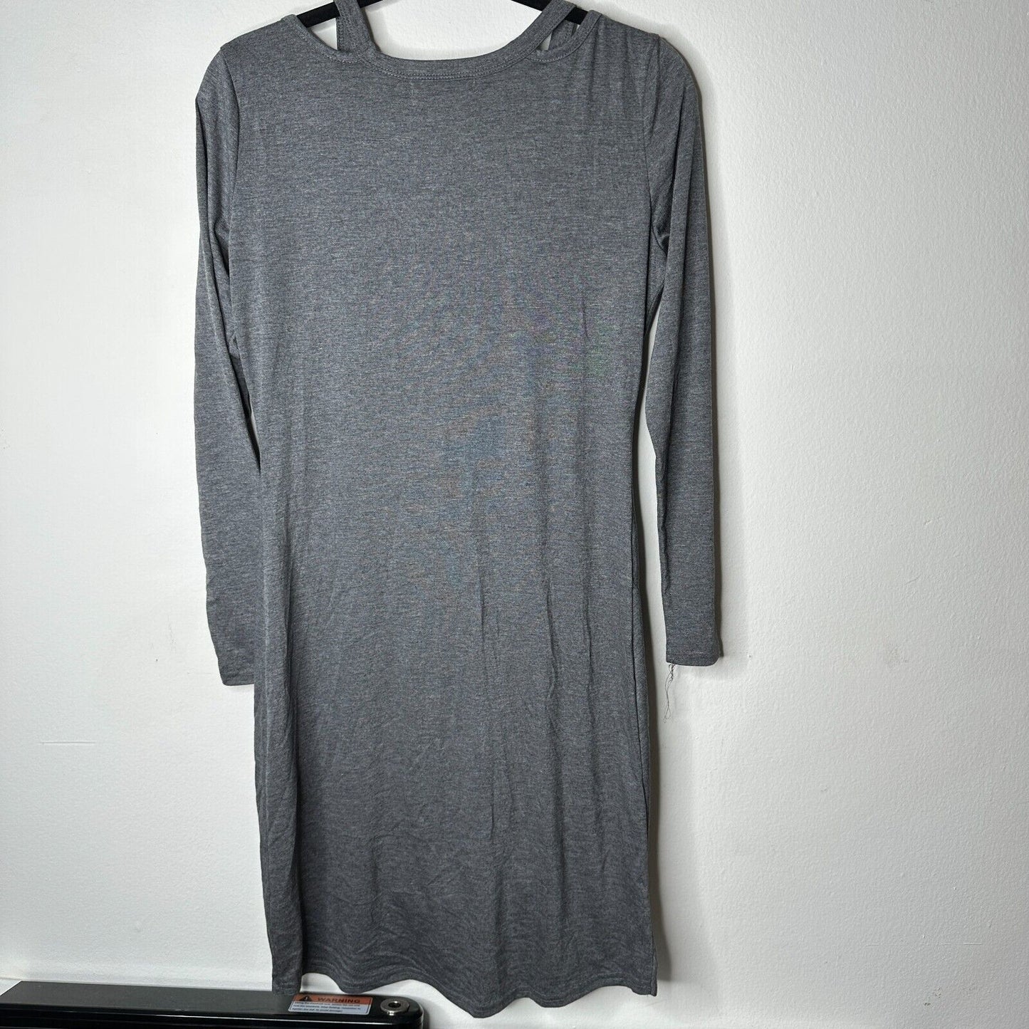 NWT Berryou Gray Cold-Shoulder Long Sleeve Front Tie Hem Knit Mini Dress Medium