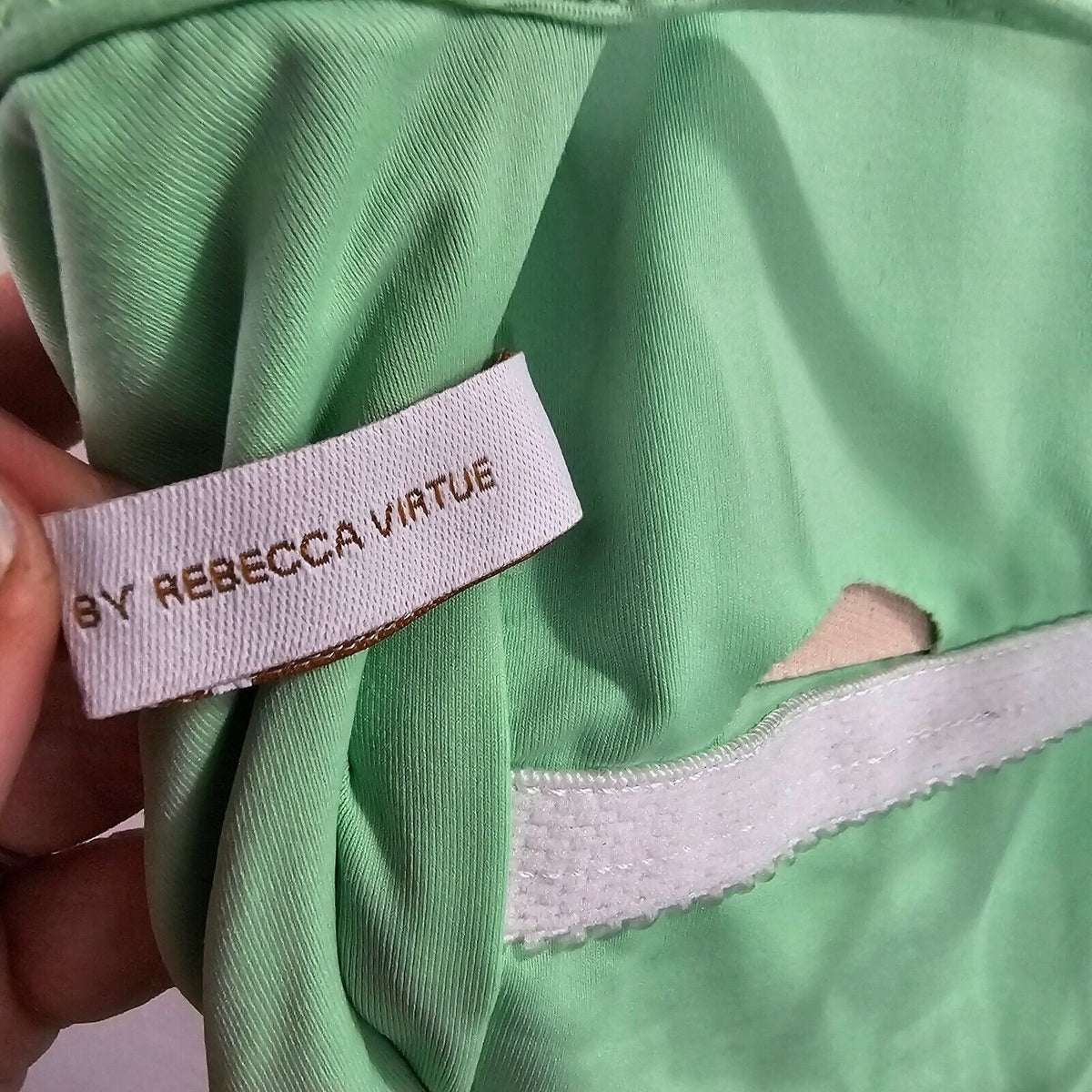 Becca Mint Green Scoop Neck Spaghetti Strap Back Tie Bathing Suit Large