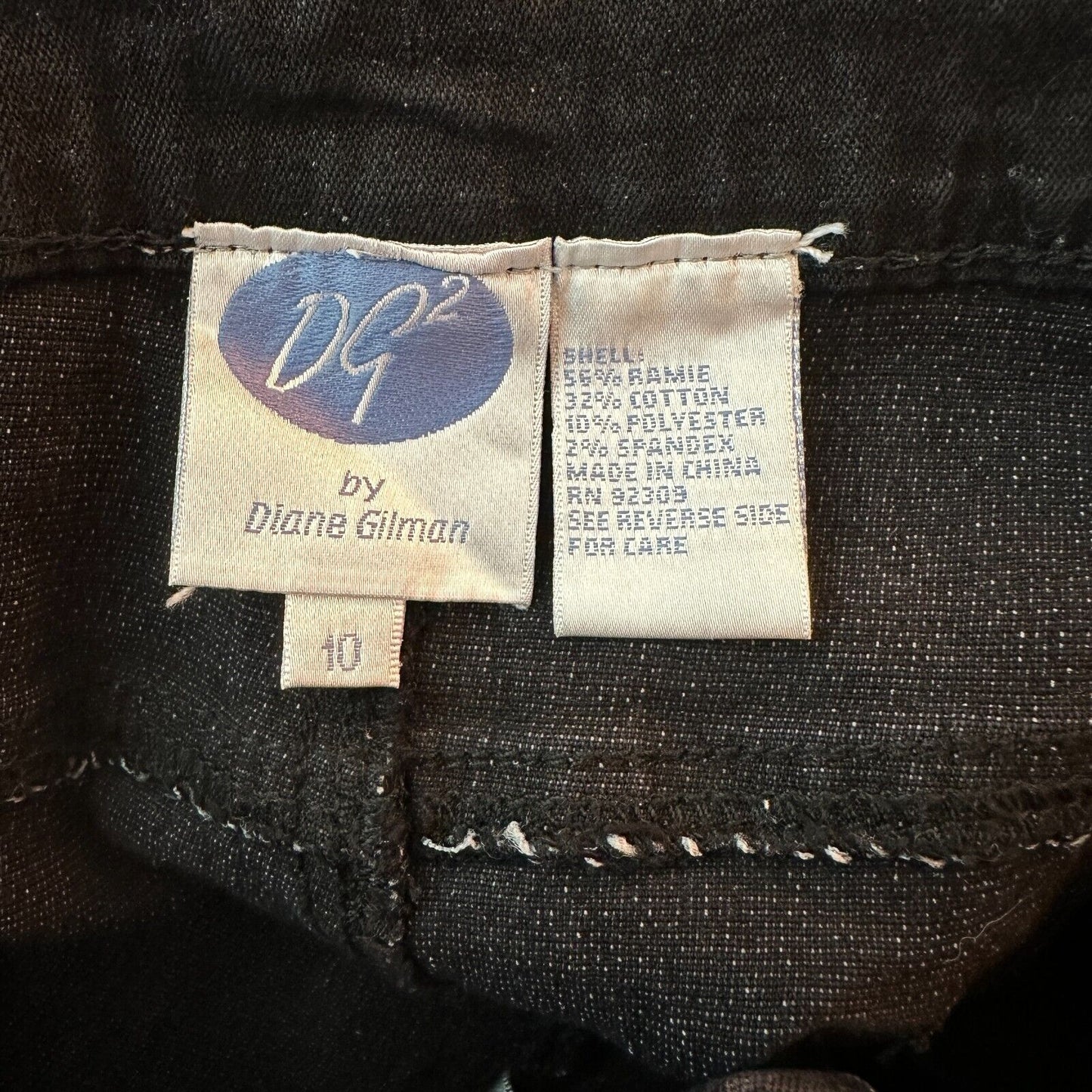 DG2 Diane Gilman Solid Black Mid-Rise Denim Jeans Stretch Straight Leg 10