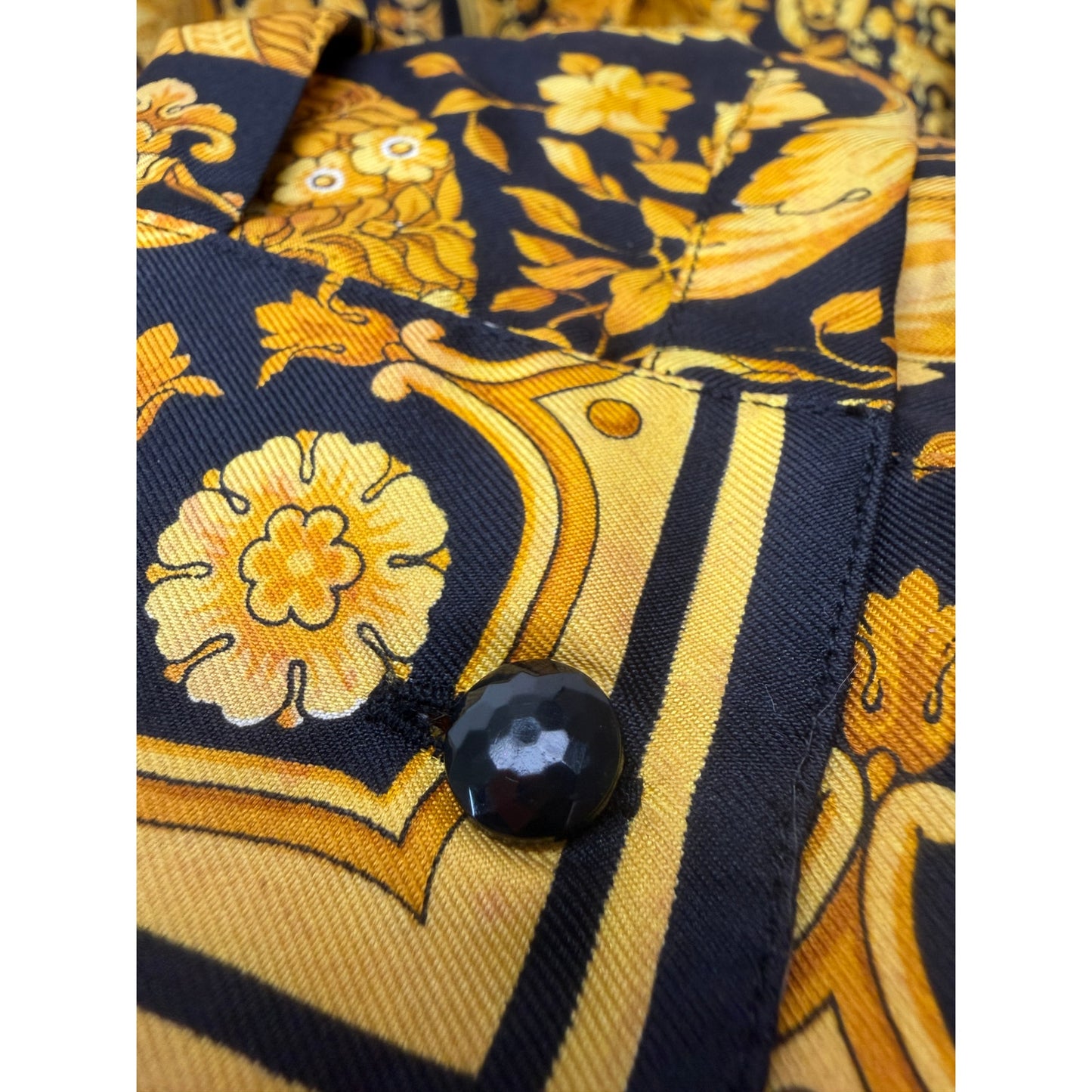 Gianni Versace Men's XL Black Gold Baroque Silk Shirt