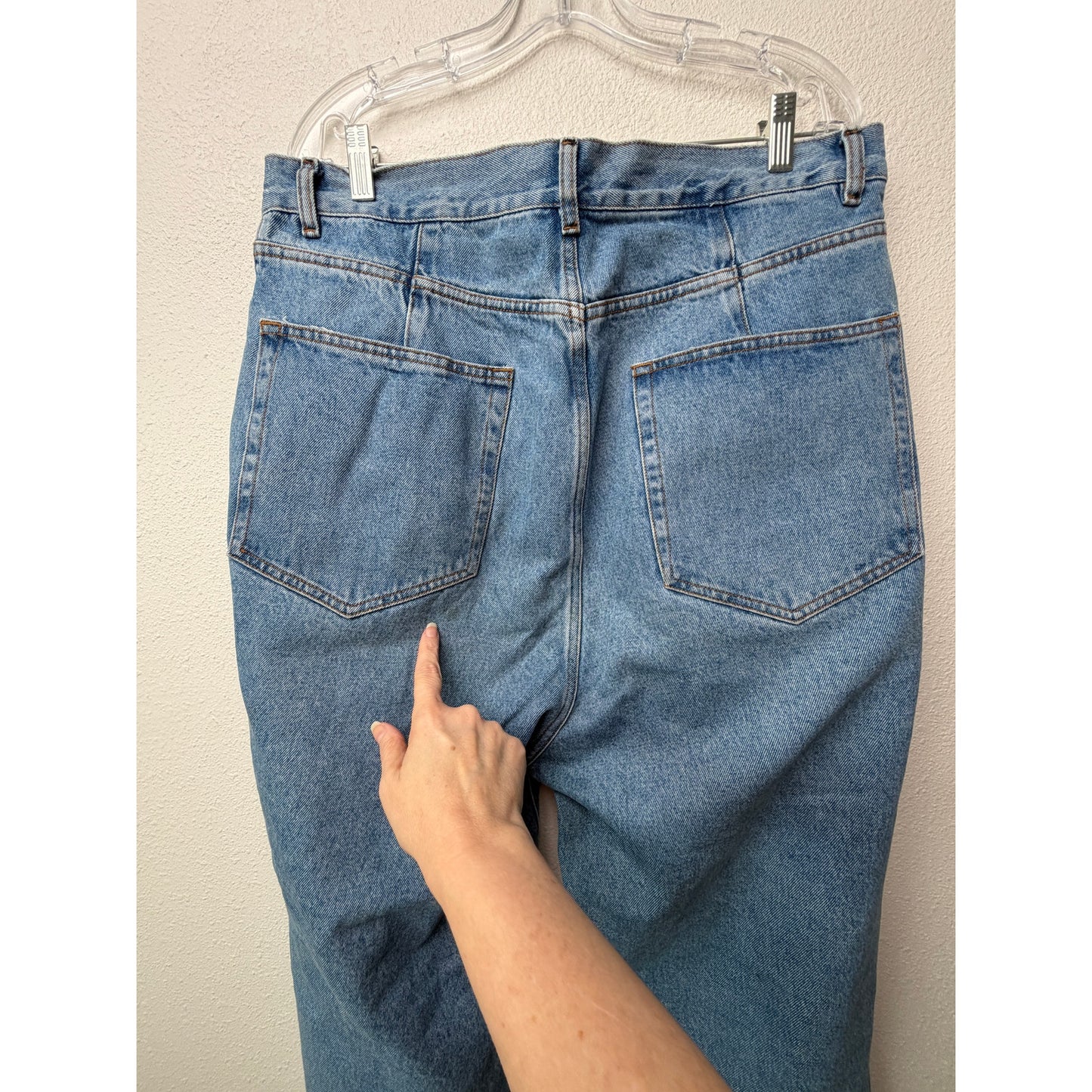 Hed Mayner Men's L Light Blue Pleated Denim Jeans