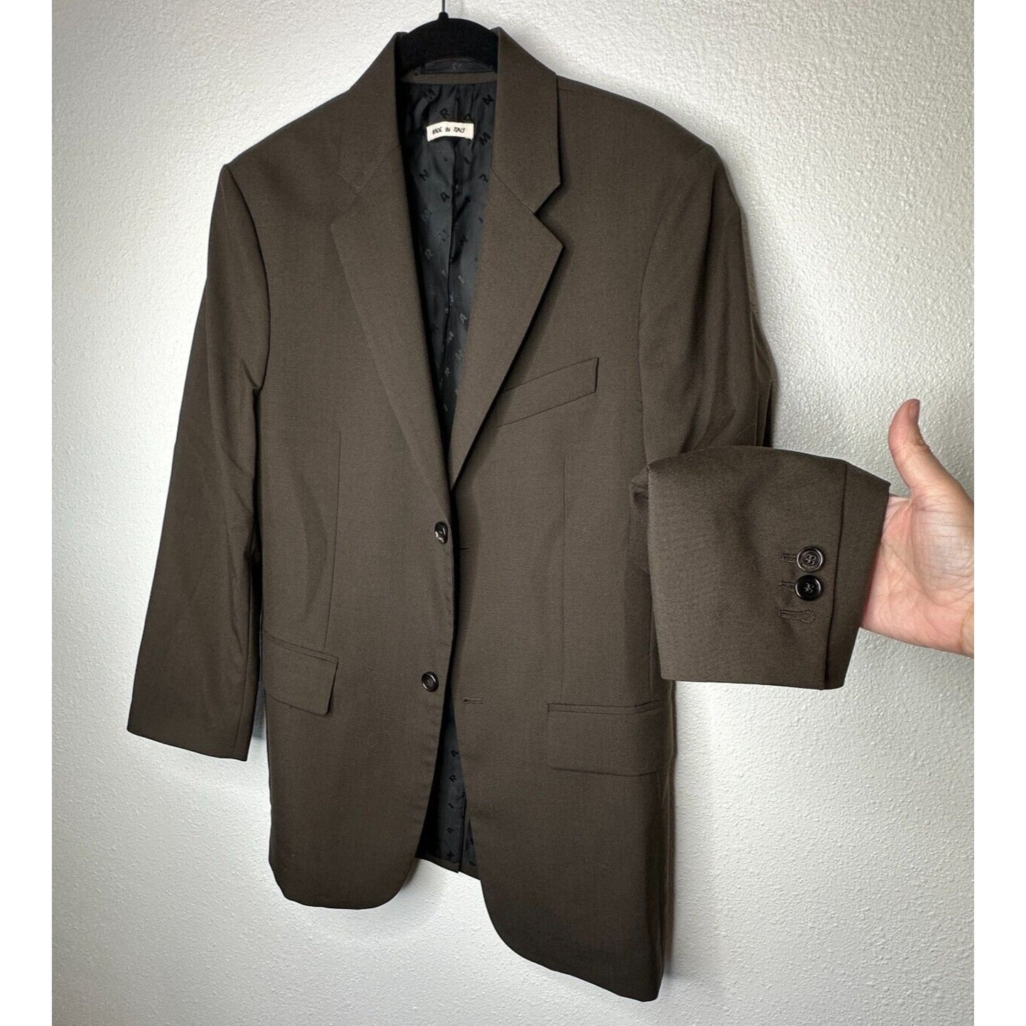 Marni Rich Chocolate Brown Two Button Notched Collar Wool Blazer Jacket 44