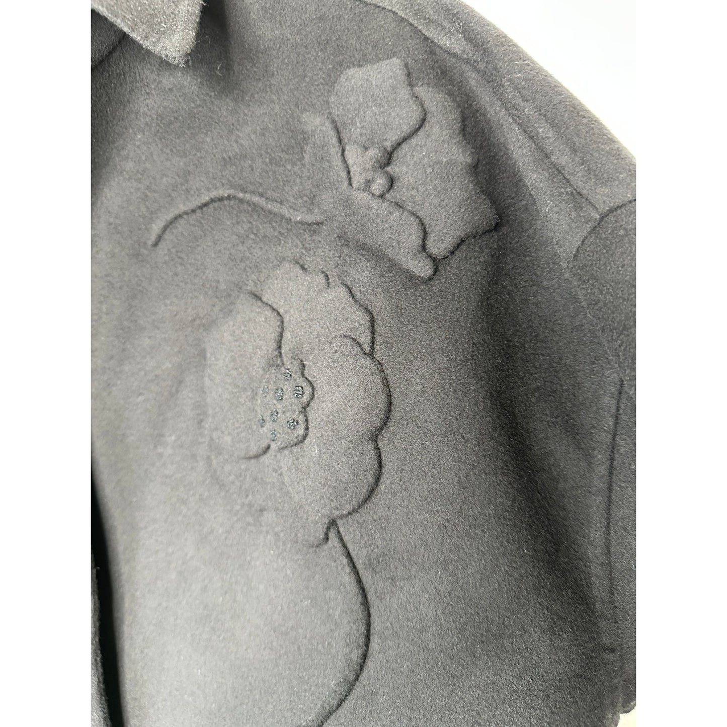 Valentino Garavani Black Wool-Cashmere Appliqué Jacket Snap Close M