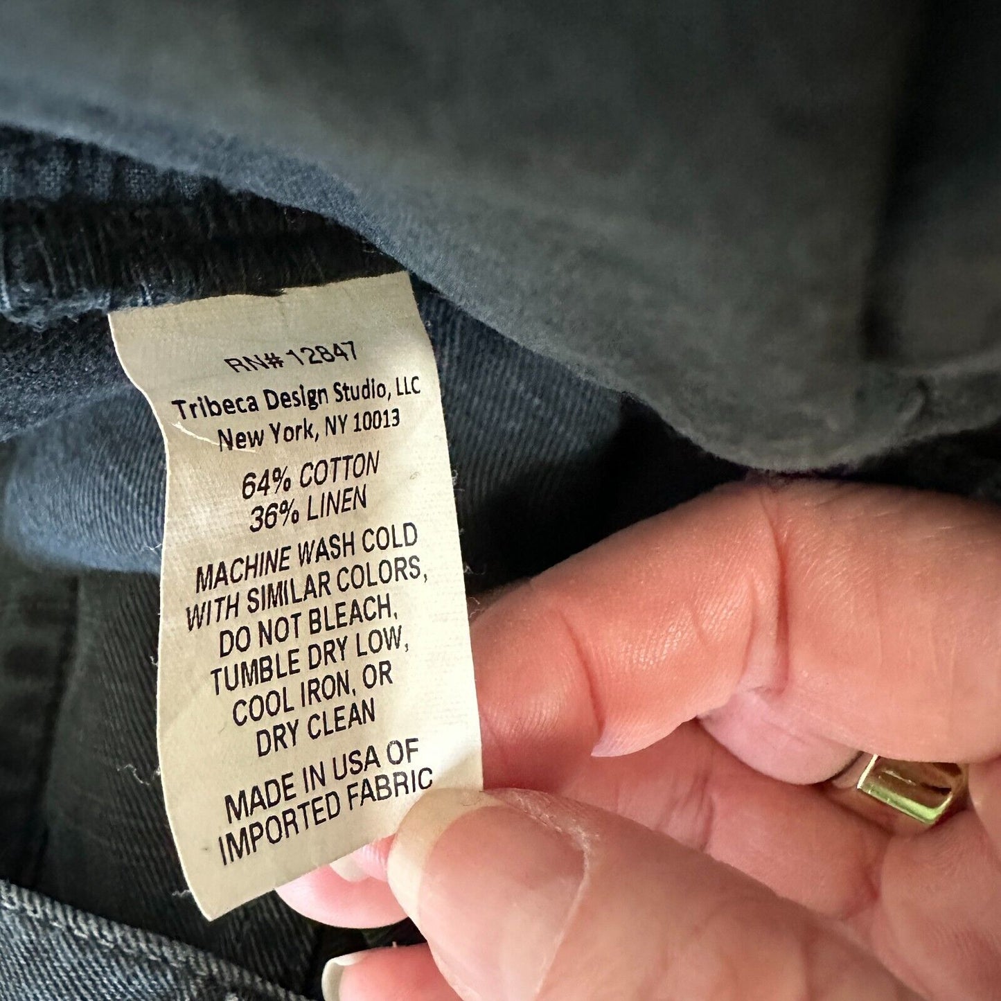 Nili Lotan Muted Black Drop Crotch Button Front Cropped Denim Jeans Size 6