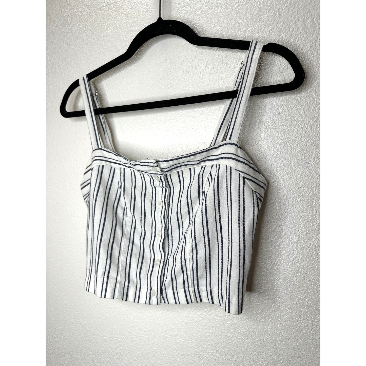 Brandy Melville Astrid White & Black Stripe Button Down Crop Top