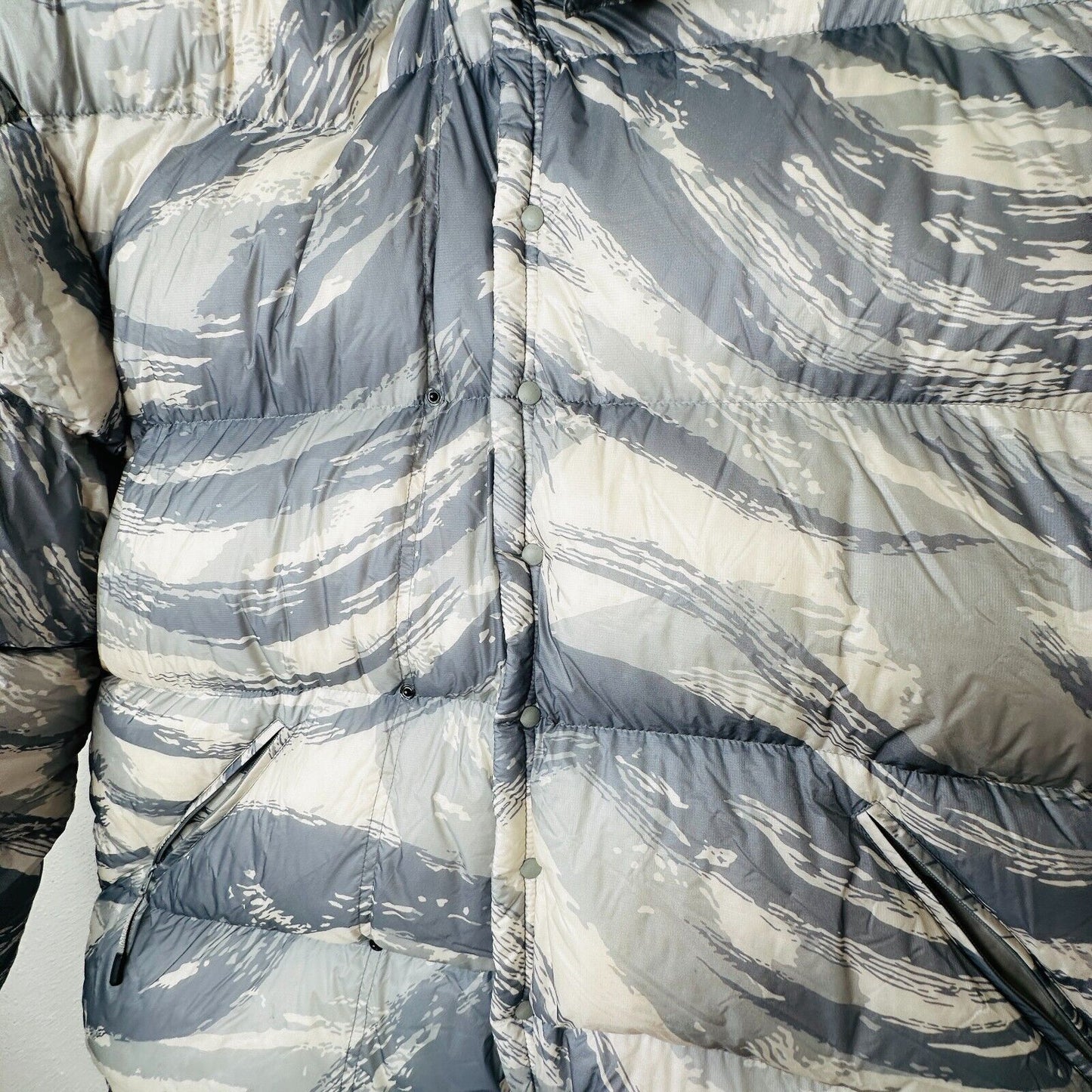 Moncler Genius Muted Cream Blue Gray Sage Army Paint Swatch Hooded Down Jacket S