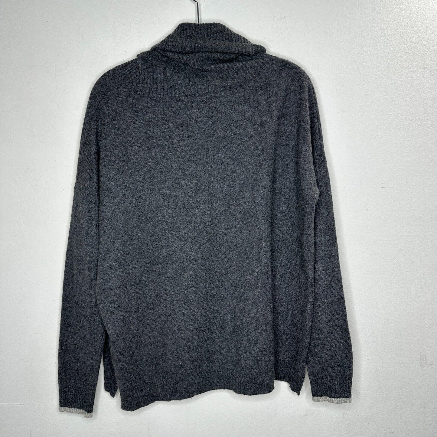Three Dots 100% Cashmere Carbon Gray Boxy Turtle Neck Long Sleeve Sweater Small