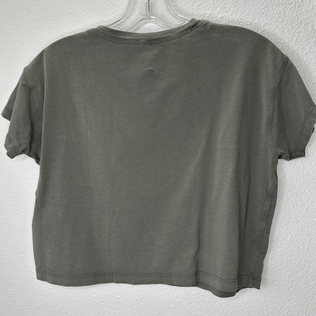 Lululemon Dusty Olive Green Round Neck Short Sleeve Crop Tee 6