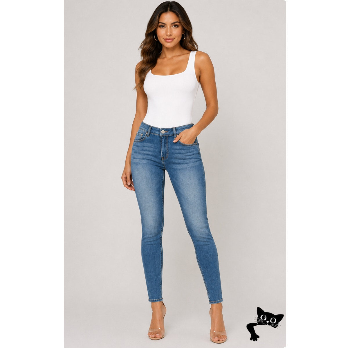Fashion Nova Light Wash Mid Rise Skinny Denim Jeans 5