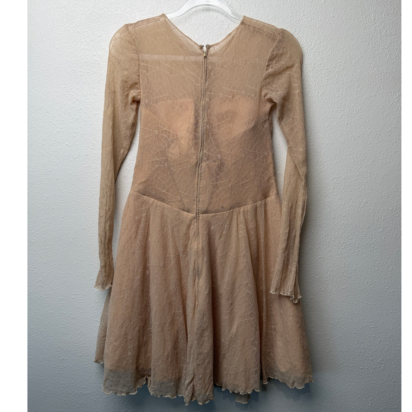 Ninivah Khomo Tan Lace Long Sleeve Mini Dress US XS/S