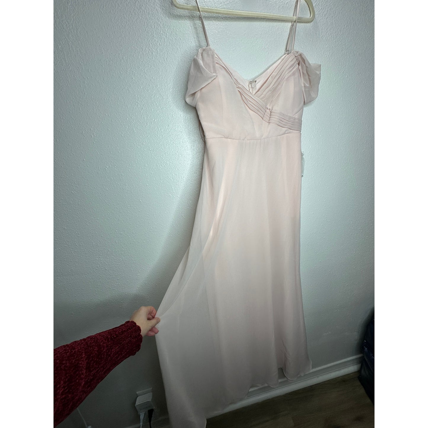 NWT Birdy Grey Pale Blush Spence Chiffon Convertible Maxi Dress M