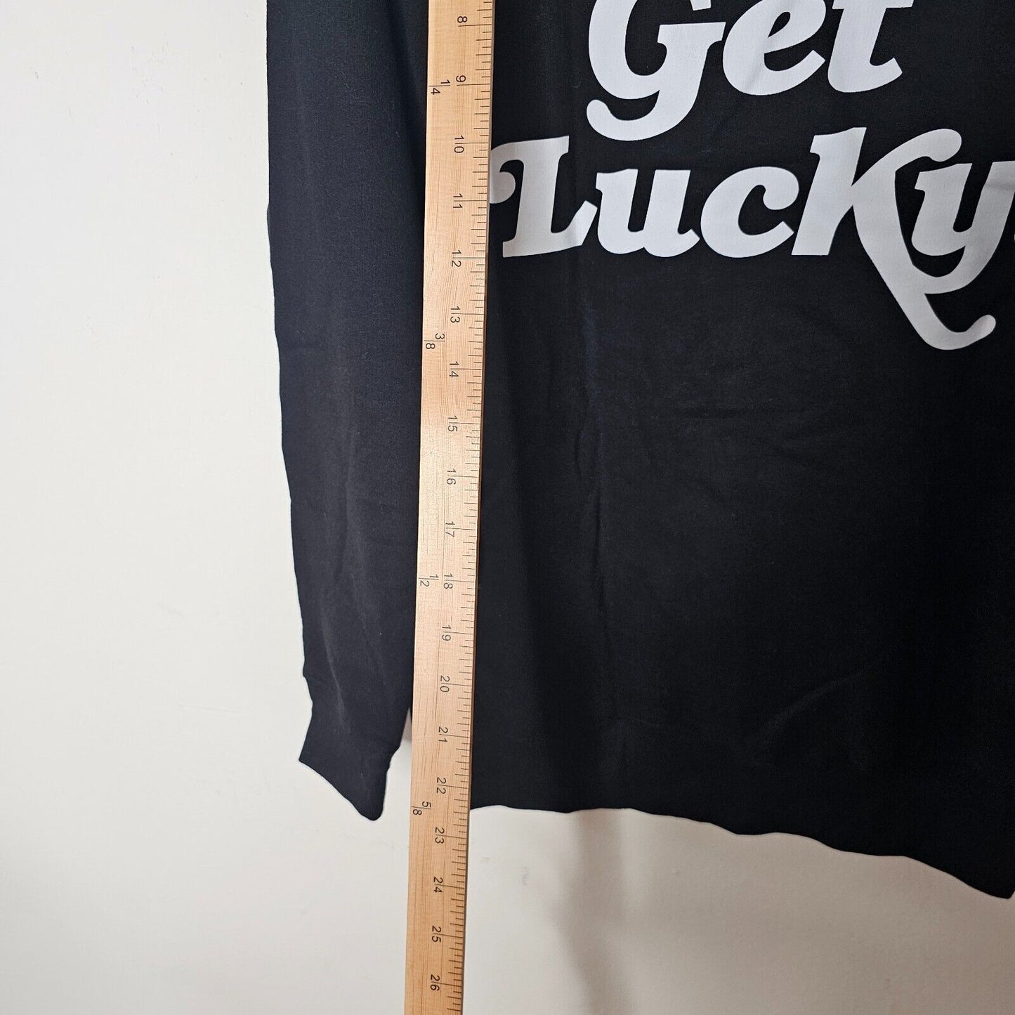 NWOT Black White Noods Get Lucky! Long Sleeve Front Pocket Hoodie Sweater Medium