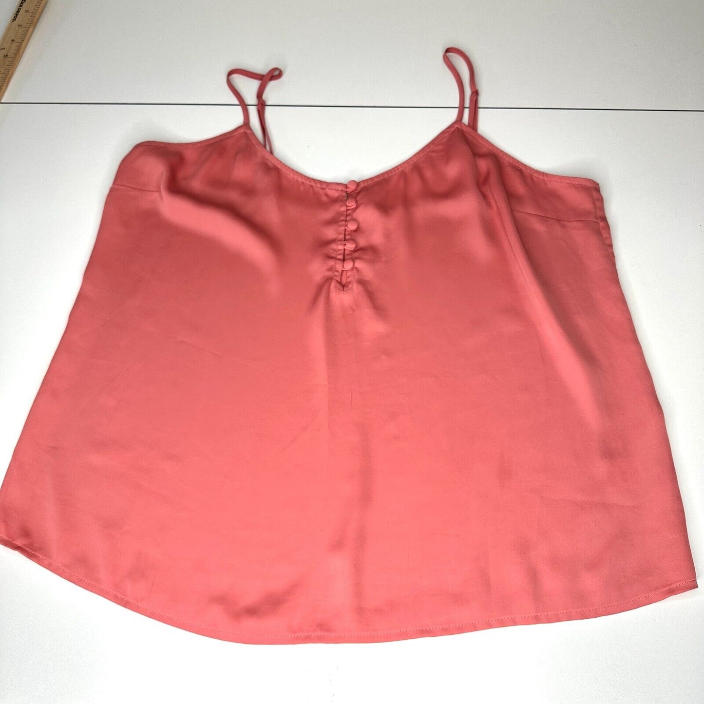 L'Academie Peach 5-Button Loop Close Knit Tank Adjustable Straps Cami Top L
