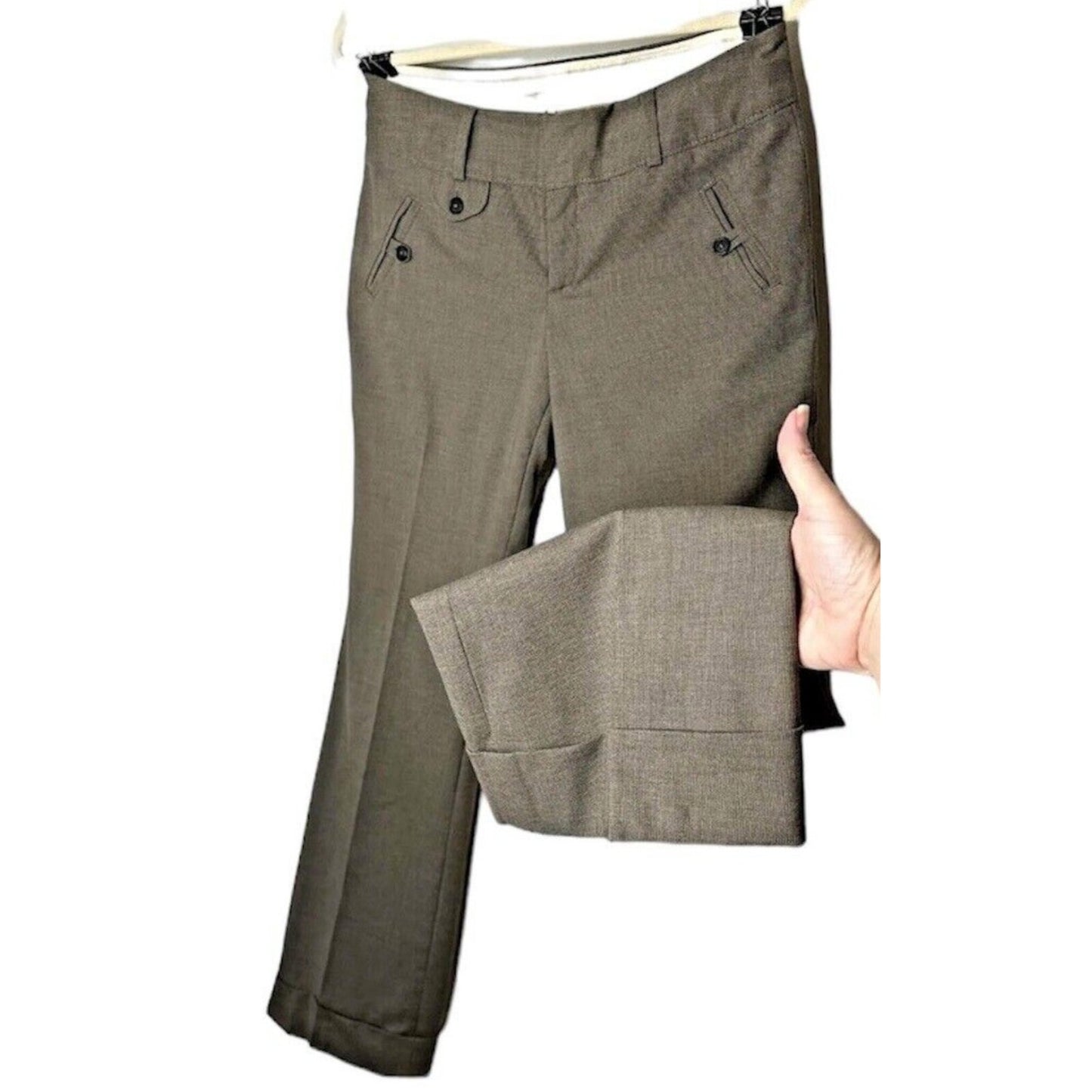 Banana Republic Brown Pinstripe Martin Fit Wide Leg Stretch Cuffed Dress Pant 4