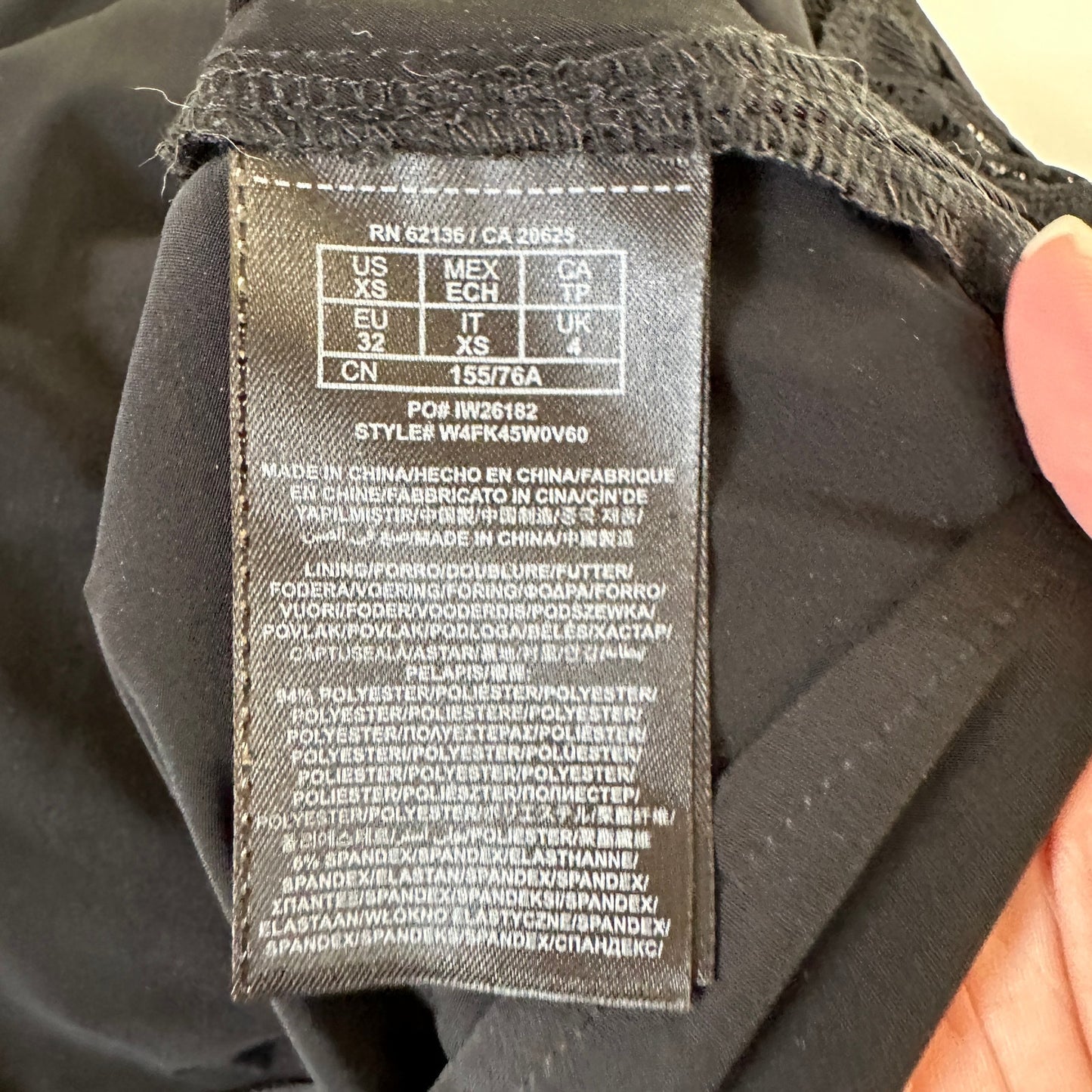 Guess Black Lace V-Neck Spaghetti Strap Slip Dress