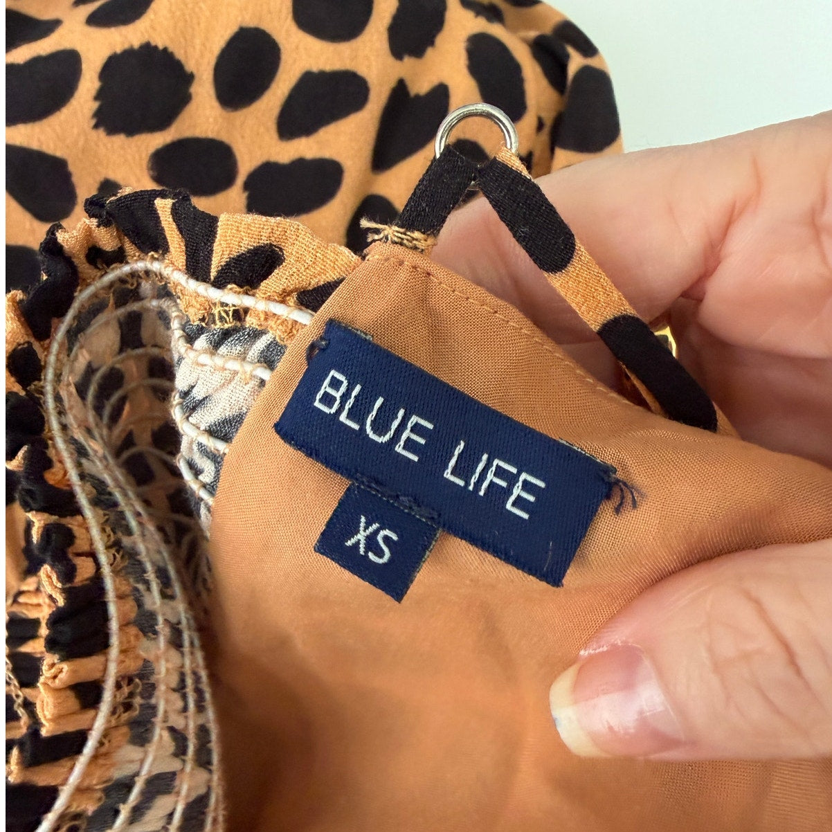 Blue Life Cheetah Print Mini Dress XS Tan Black Front Slit Revolve