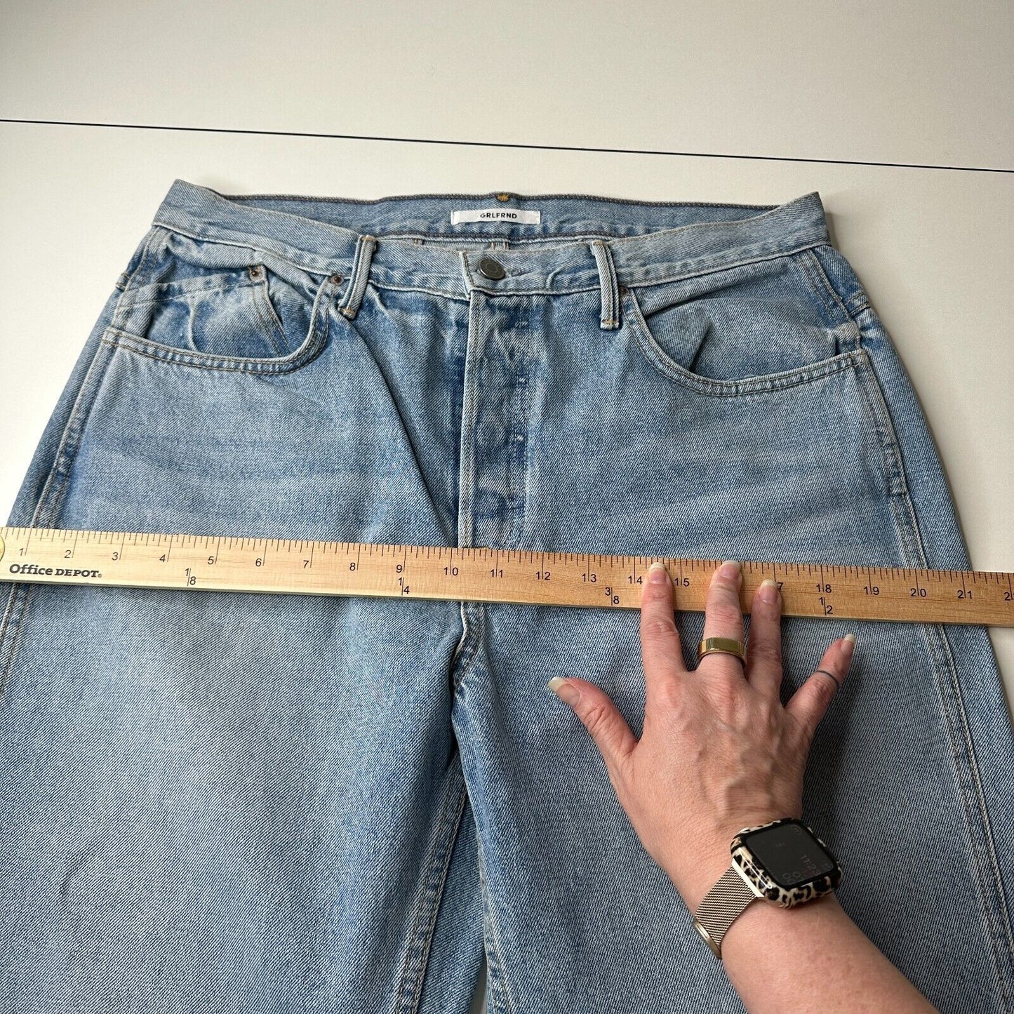 GRLFRND Dree Light Wash In My Time Crop Jean Hidden Button Fly Straight Leg 31