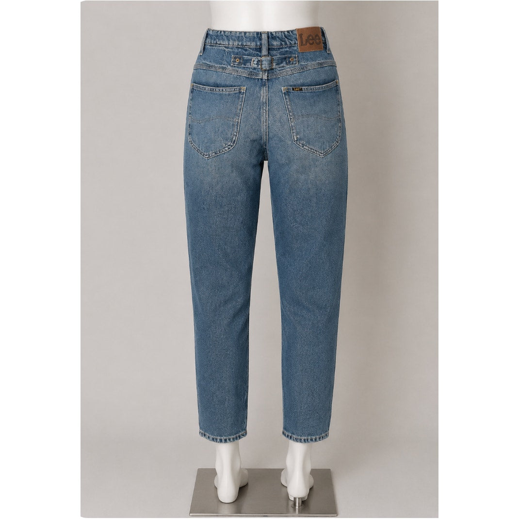 NWT Lee Vintage Medium Blue Wash High Rise Relaxed Stovepipe Distressed Jeans 28