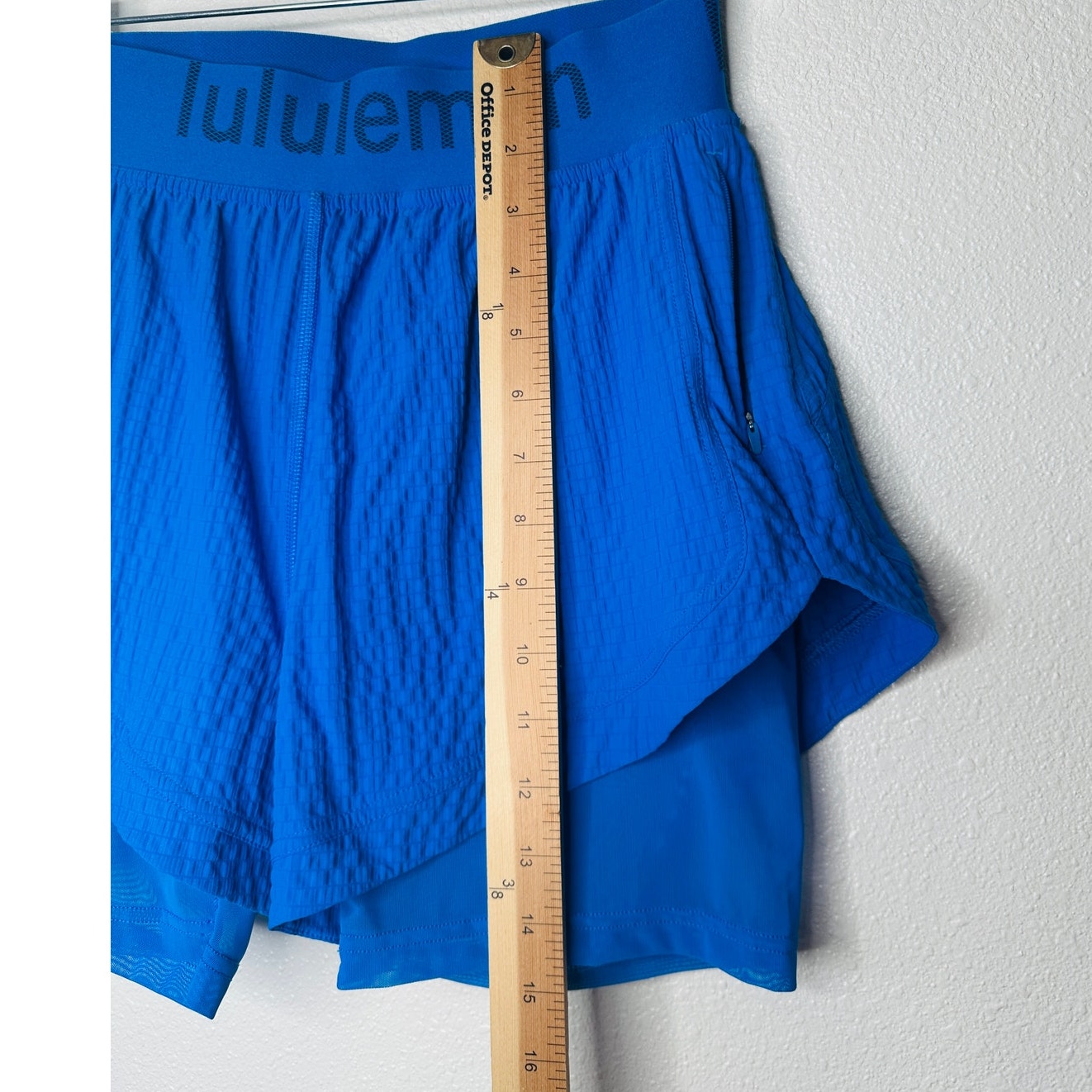 Lululemon Blue Crinkle High Rise Shorts Size 4 Women's Lined Athletic