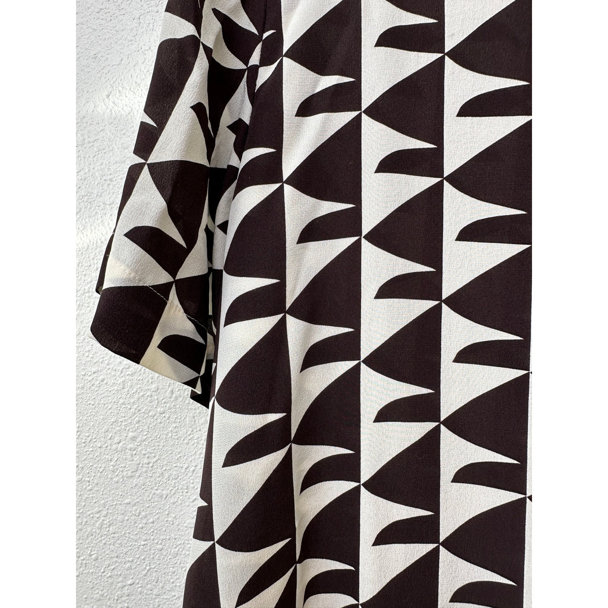 Matteau Cream Brown Geometric Silk Button Front Shirt US 10