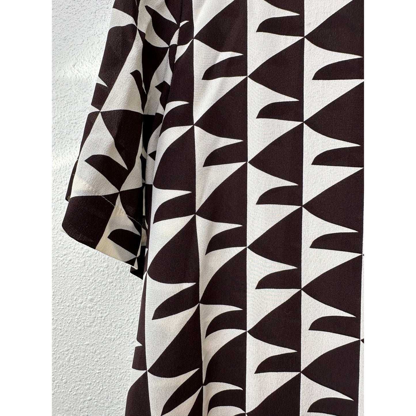 Matteau Cream Brown Geometric Silk Button Front Shirt US 10