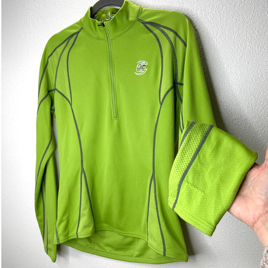 Cannondale Lime Green Front Zip Long Sleeve Workout Top L