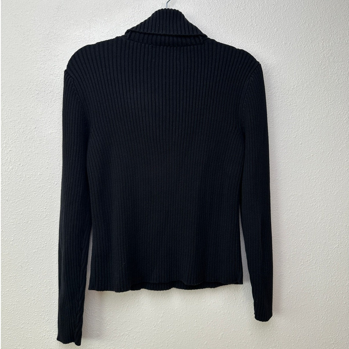 Ralph Lauren Black Ribbed Sweater with Gold Buckle Detail L