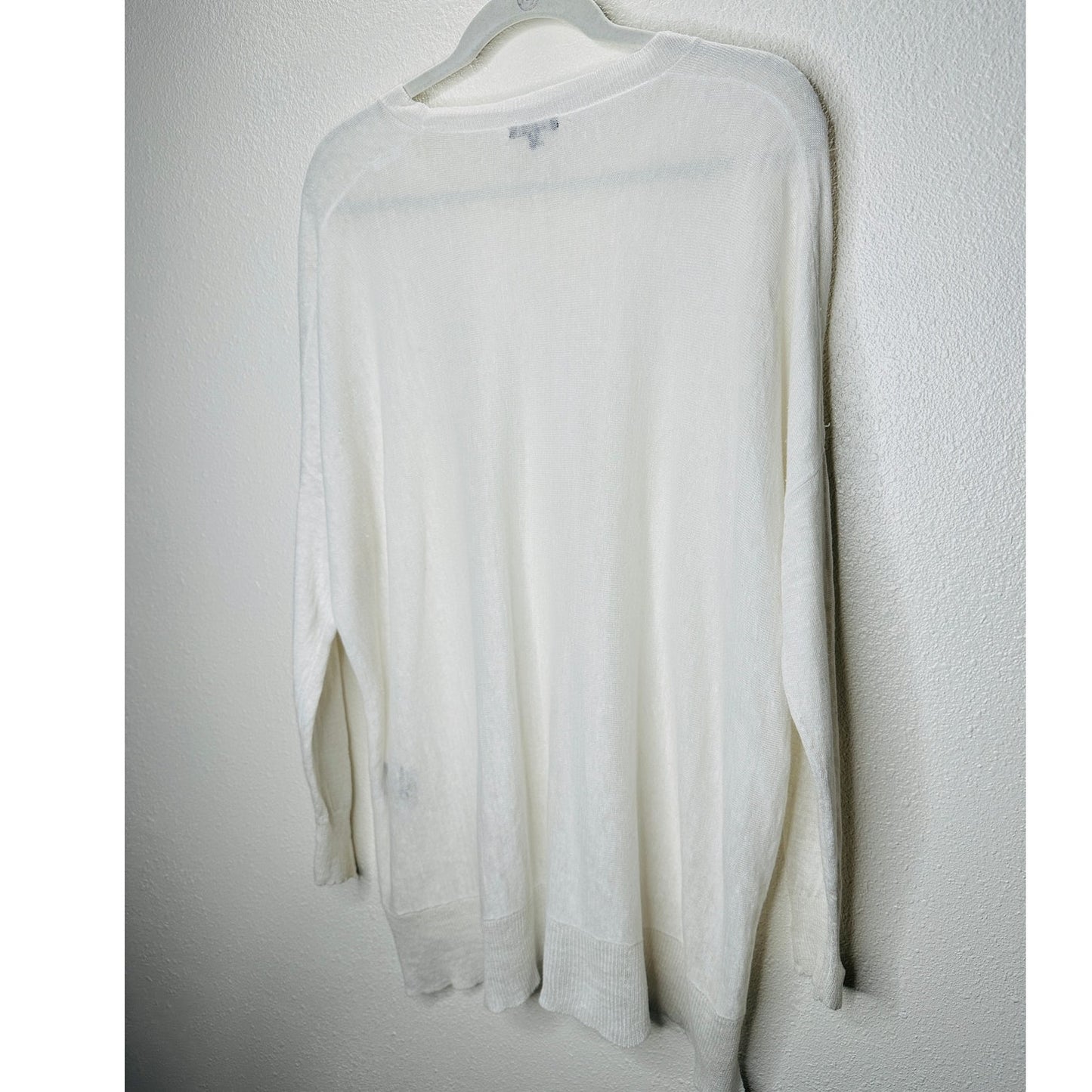 Pure Amici Ivory Round Neck Long Sleeve High Low Thin Sweater L