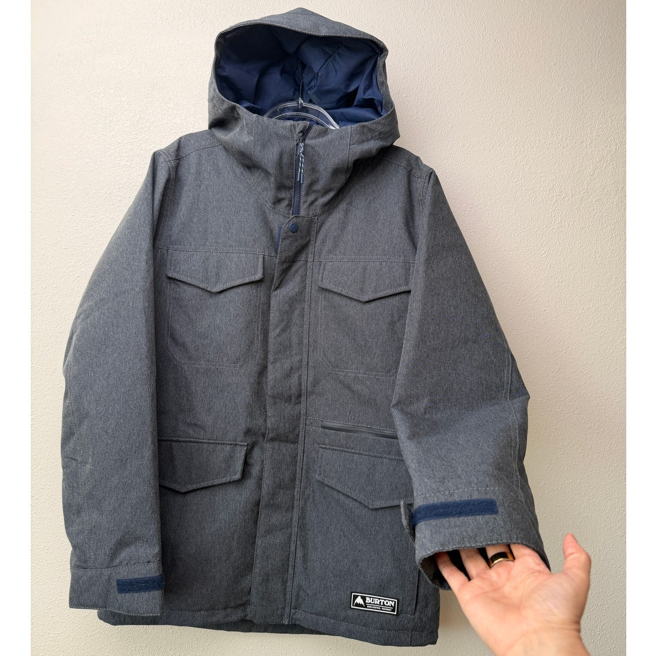 Burton Living Lining Snowboard Ski Jacket Heather Gray Blue Denim Mens Large