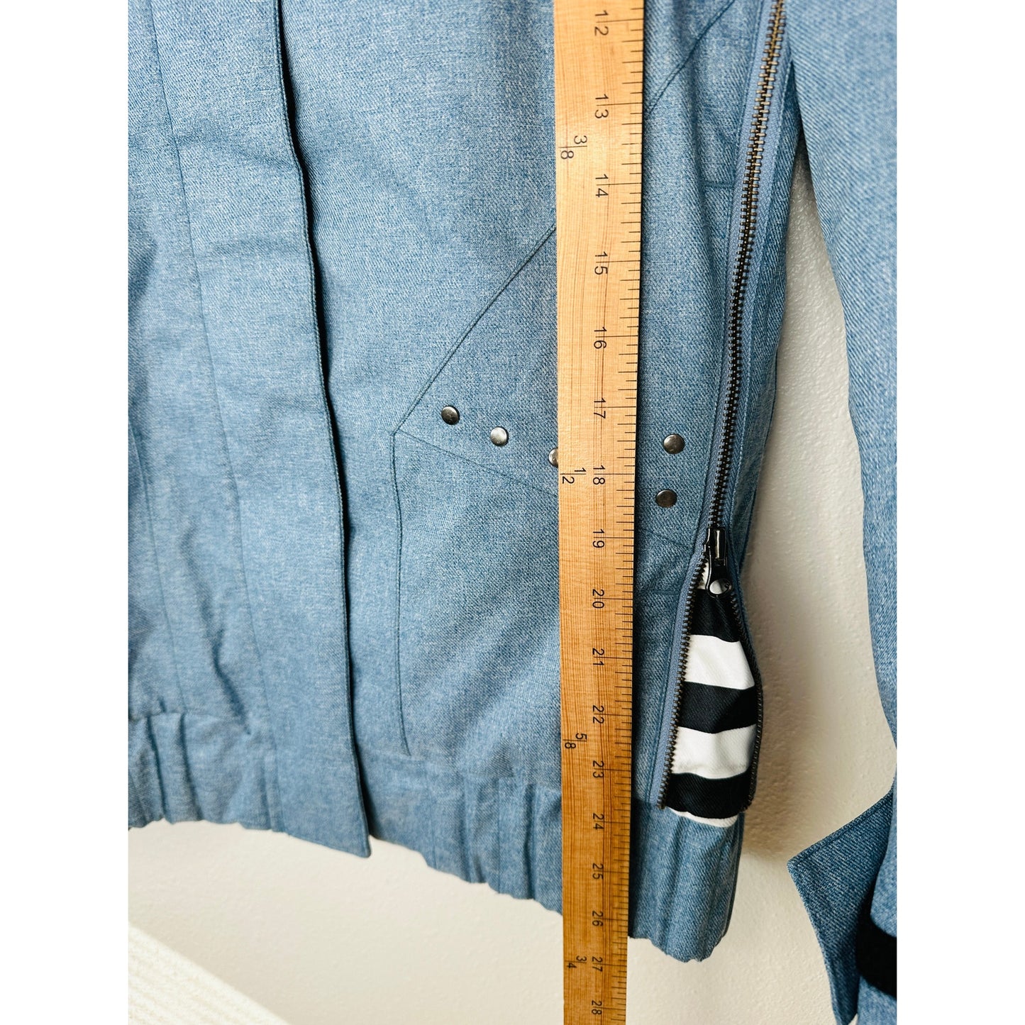 Roxy Kjersti Buaas Retro Blue Denim Removable Hood Zip Jacket S