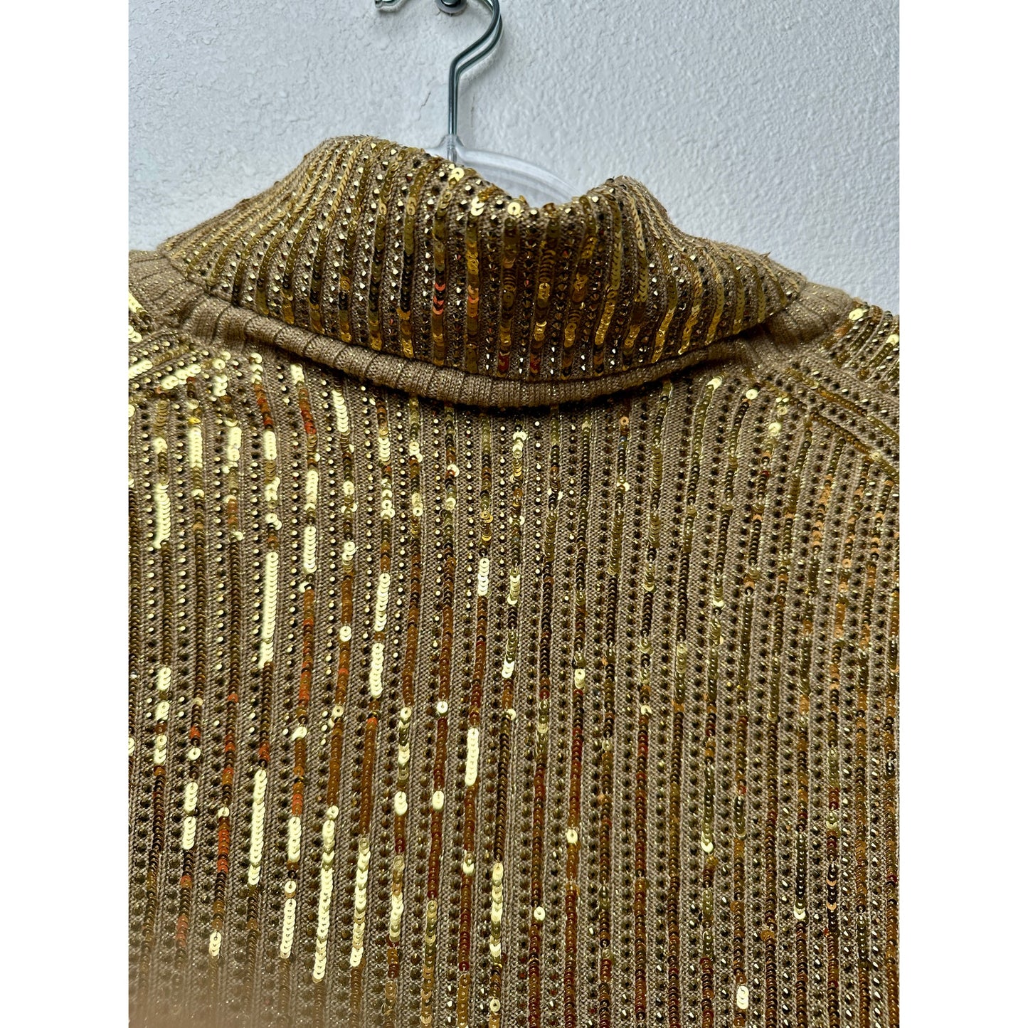 Gucci Sweater Gold Womens US M Sequin Turtleneck