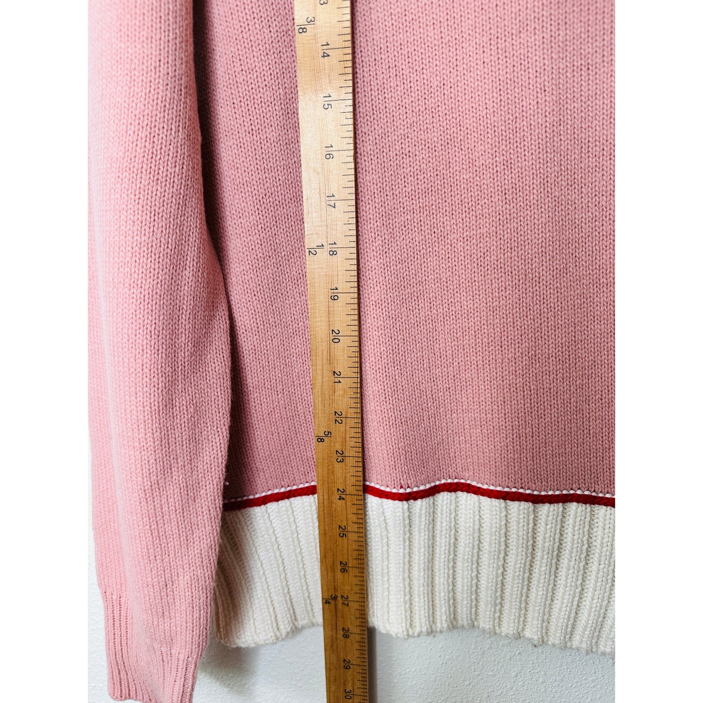 Marni Pink Cream Red Asymmetrical Neck & Hem Long Sleeve Sweater 46 / 10