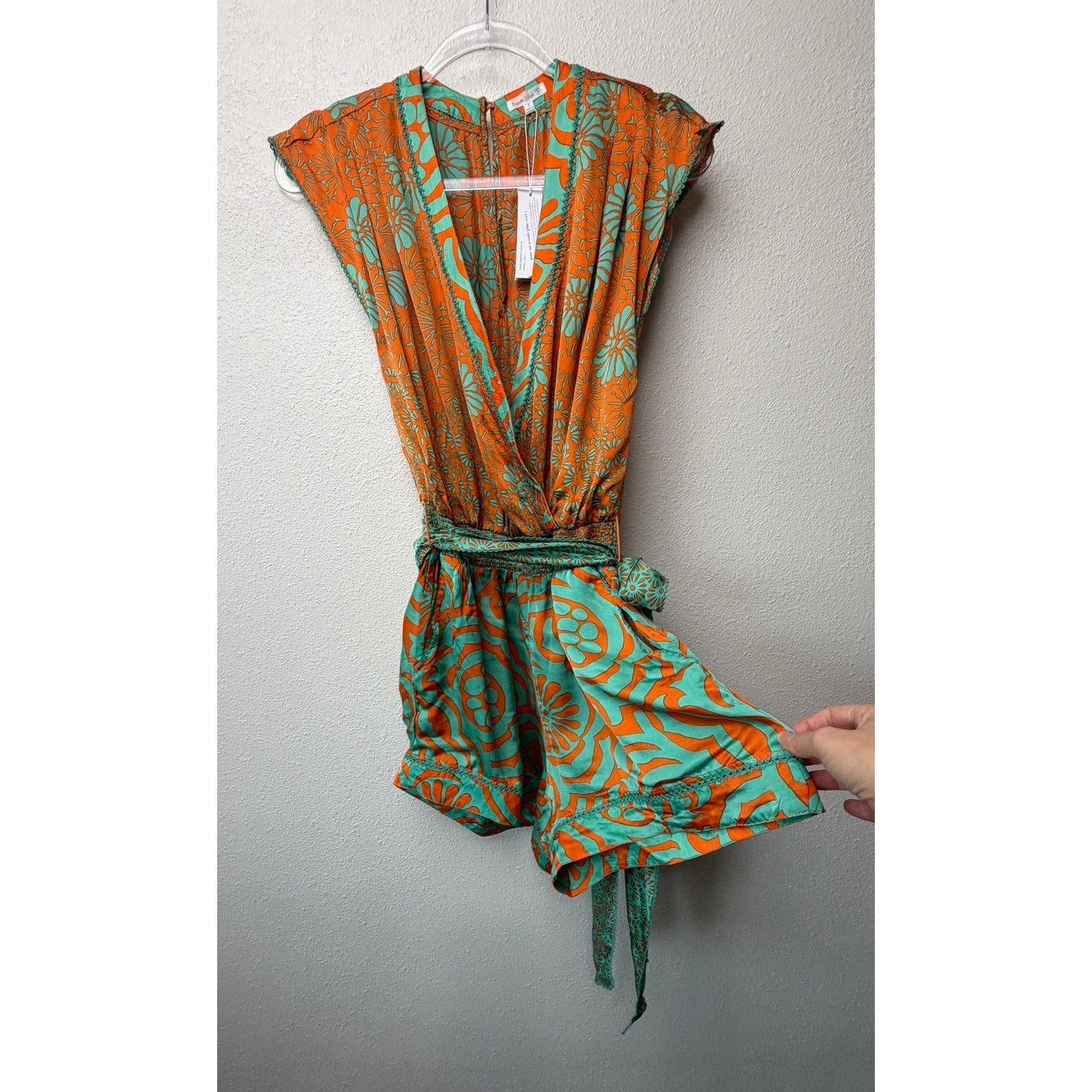 NWT Poupette St Barth Anaik Orange Green Womens Jumpsuit S