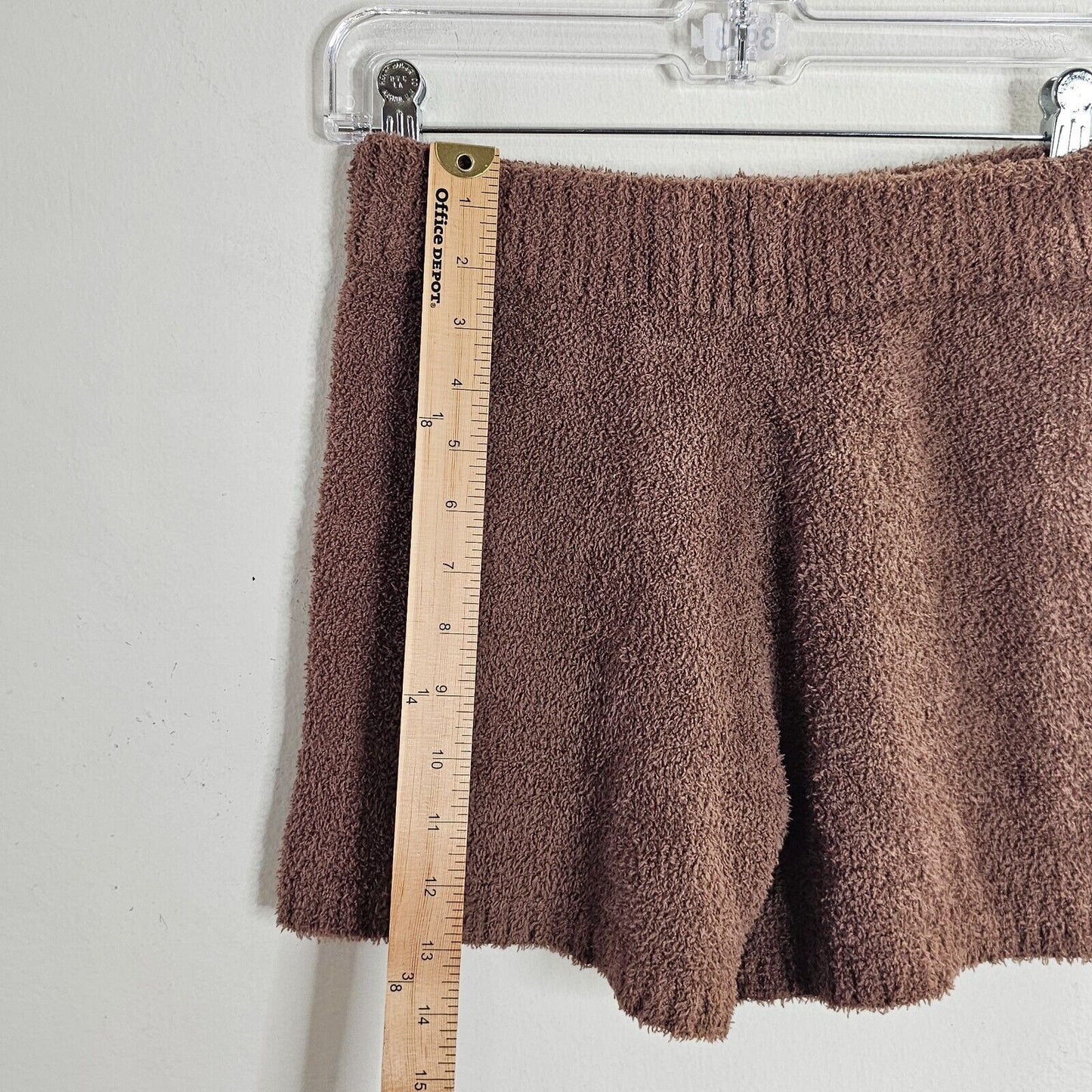 Salty Chic Brown High Waist Fuzzy Terry Cloth Stretch Short Shorts Small