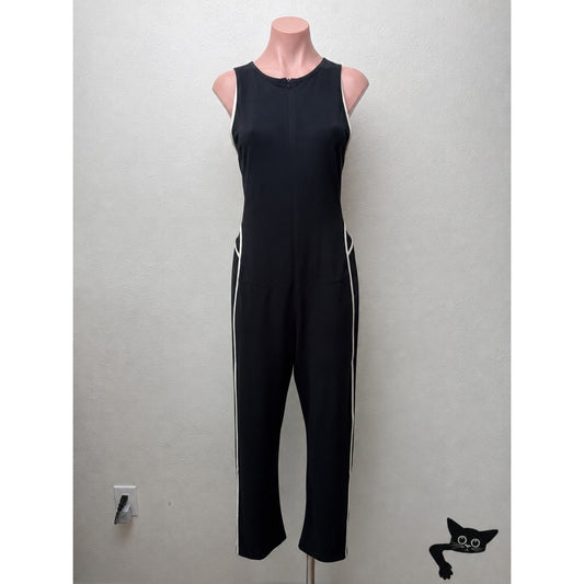 Rag & Bone Luna Black White Trim Sleeveless High Neck Cut Out Sides Jumpsuit 2