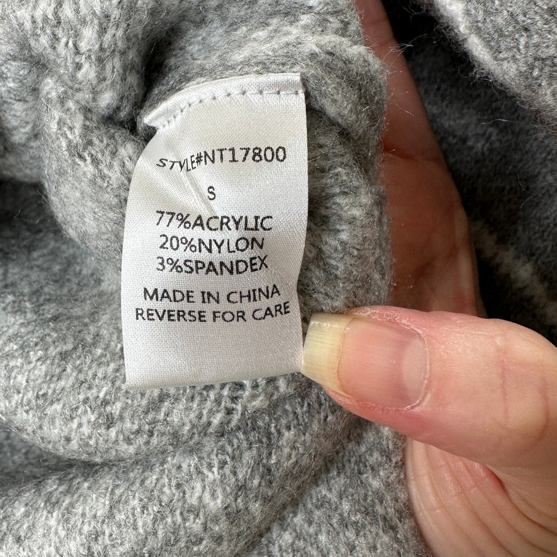 NWT Lumiere Gray & White Windowpane Cowl Neck Sweater S