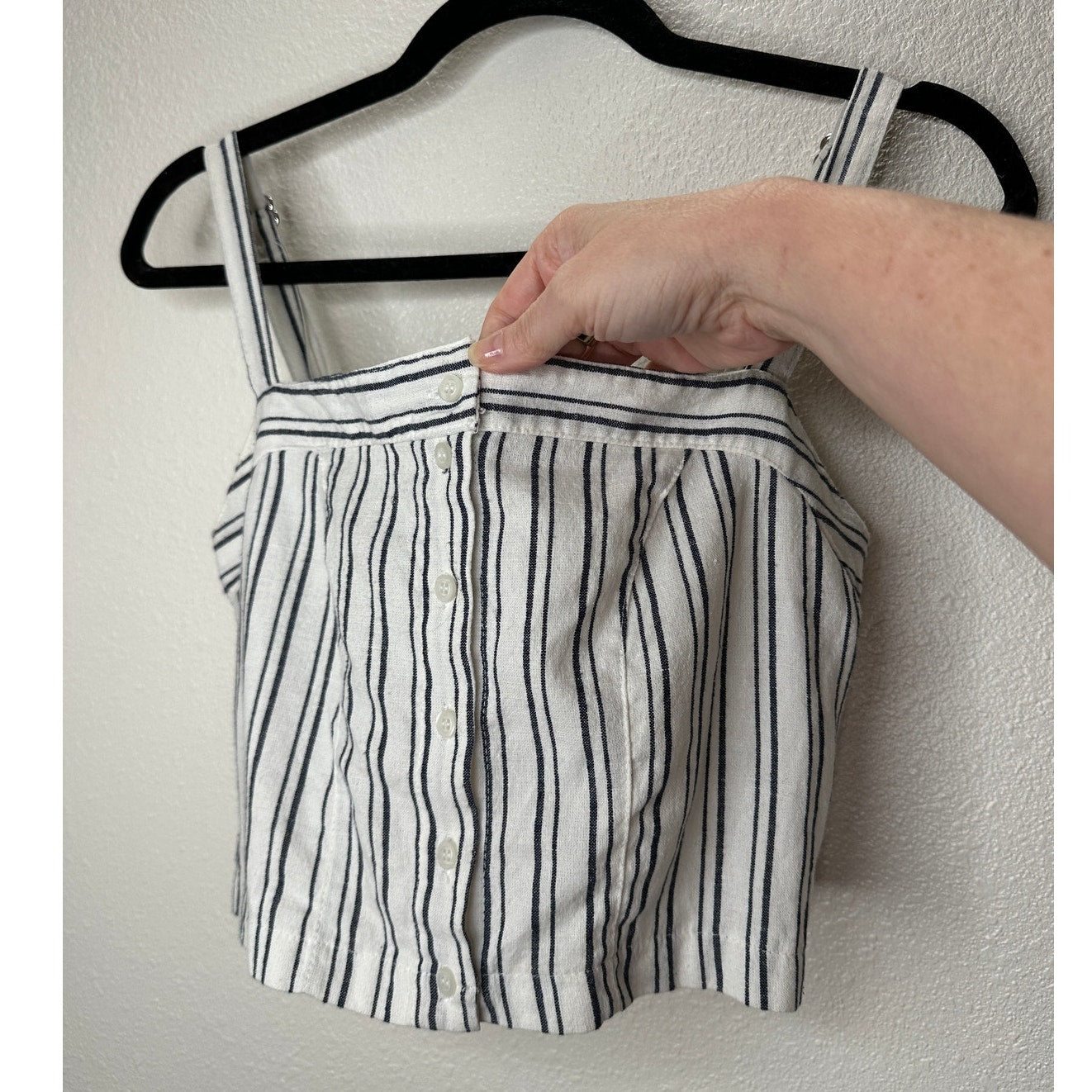 Brandy Melville Astrid White & Black Stripe Button Down Crop Top