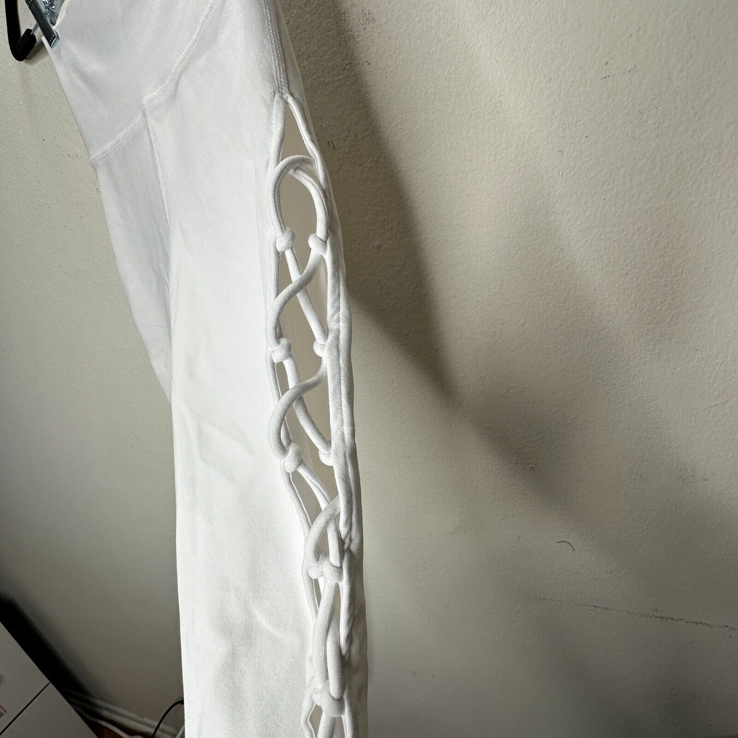 Alo White Interlace Legging High Waisted Lace-Up Detail on Sides Yoga Pant XS