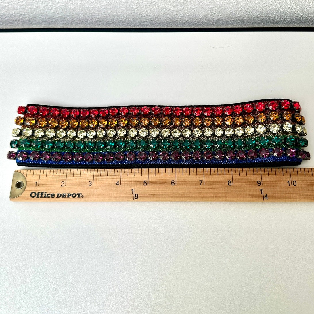 Gucci Multicolor Rhinestone Rainbow Stretch Headband
