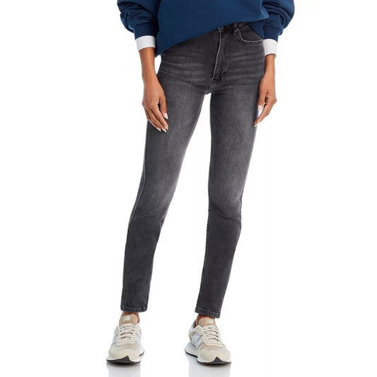 Anine Bing Dark Gray High Waist Slim Skinny Denim Jean Zip Fly Button Close 26