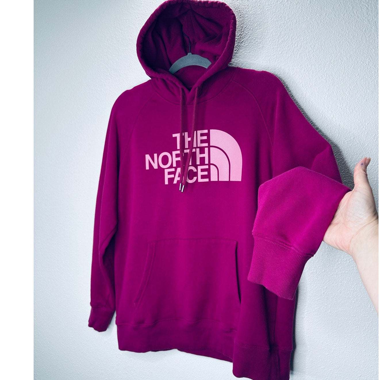 Northface Purple & Pink Logo Hooded Front Pocket Sweatshirt