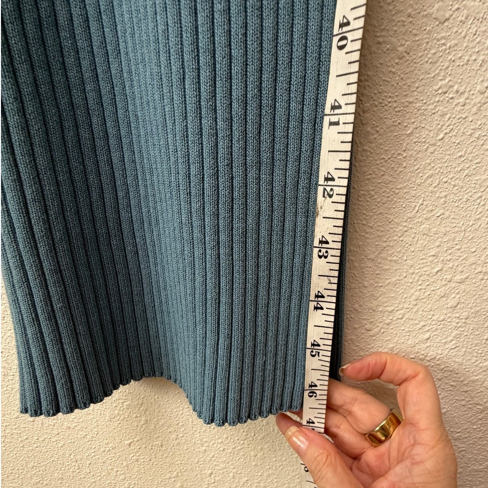 Hera Blue Ribbed Halter Sweater Midi Dress Bodycon Women's S