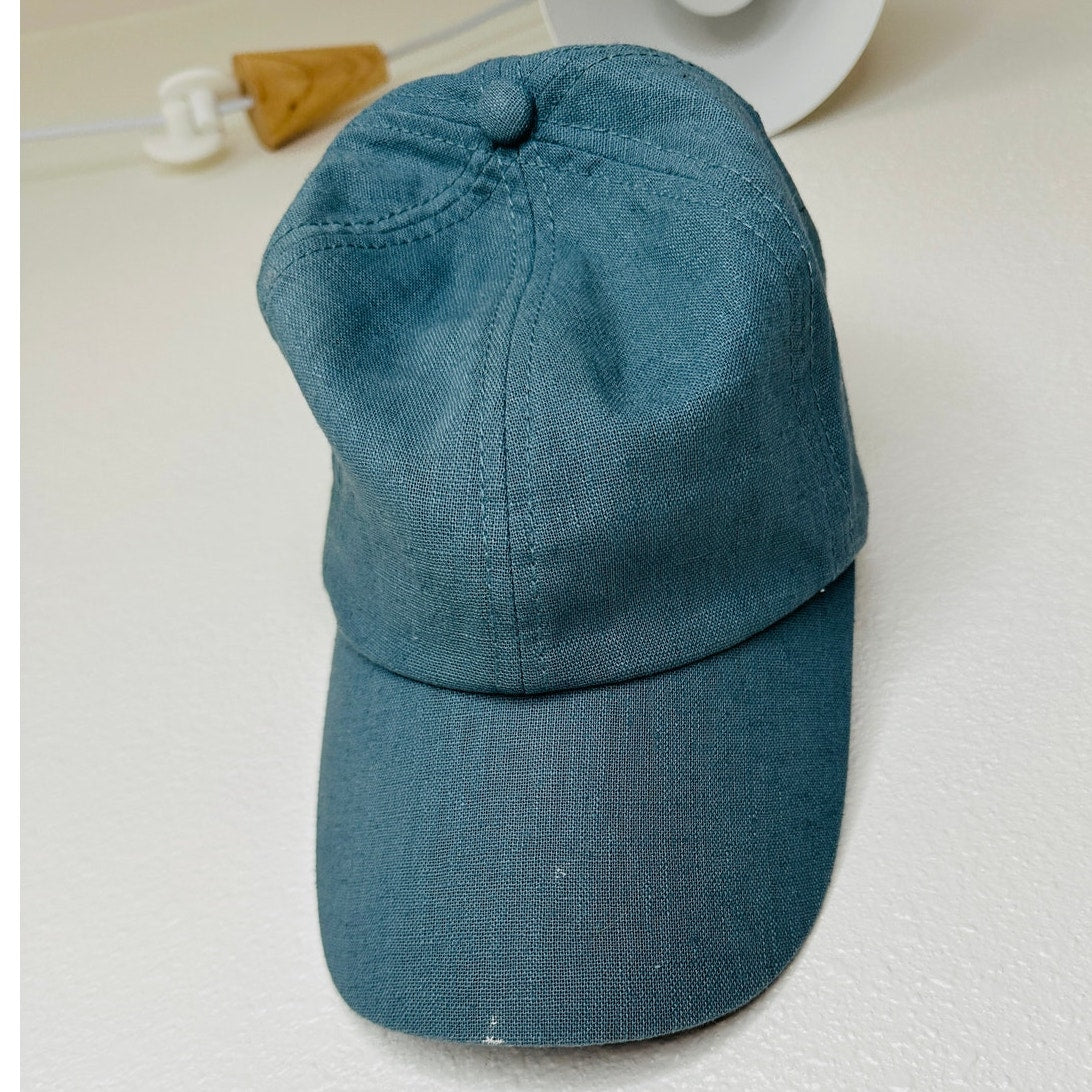 Wyeth Spencer in Muted Blue Green Linen Adjustable Baseball Dad Hat Cap