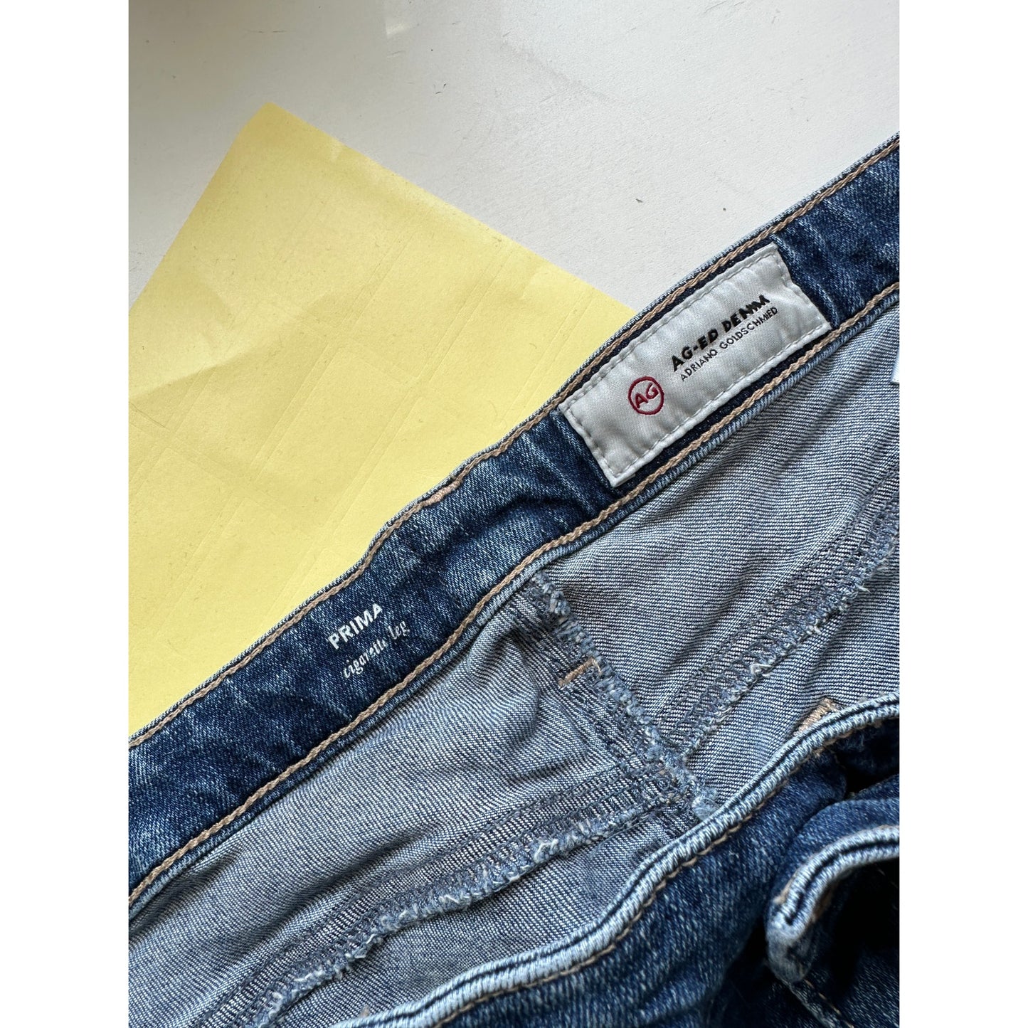 AG Dark Wash Whiskered Prima Cigarette Leg Jeans 30