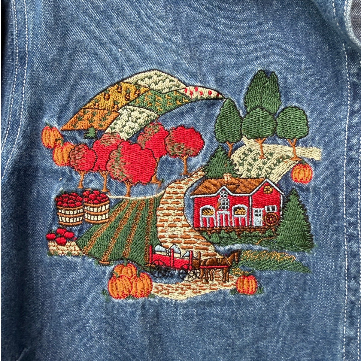 Vintage Cabin Creek Embroidered Denim Shirt Women Size PL