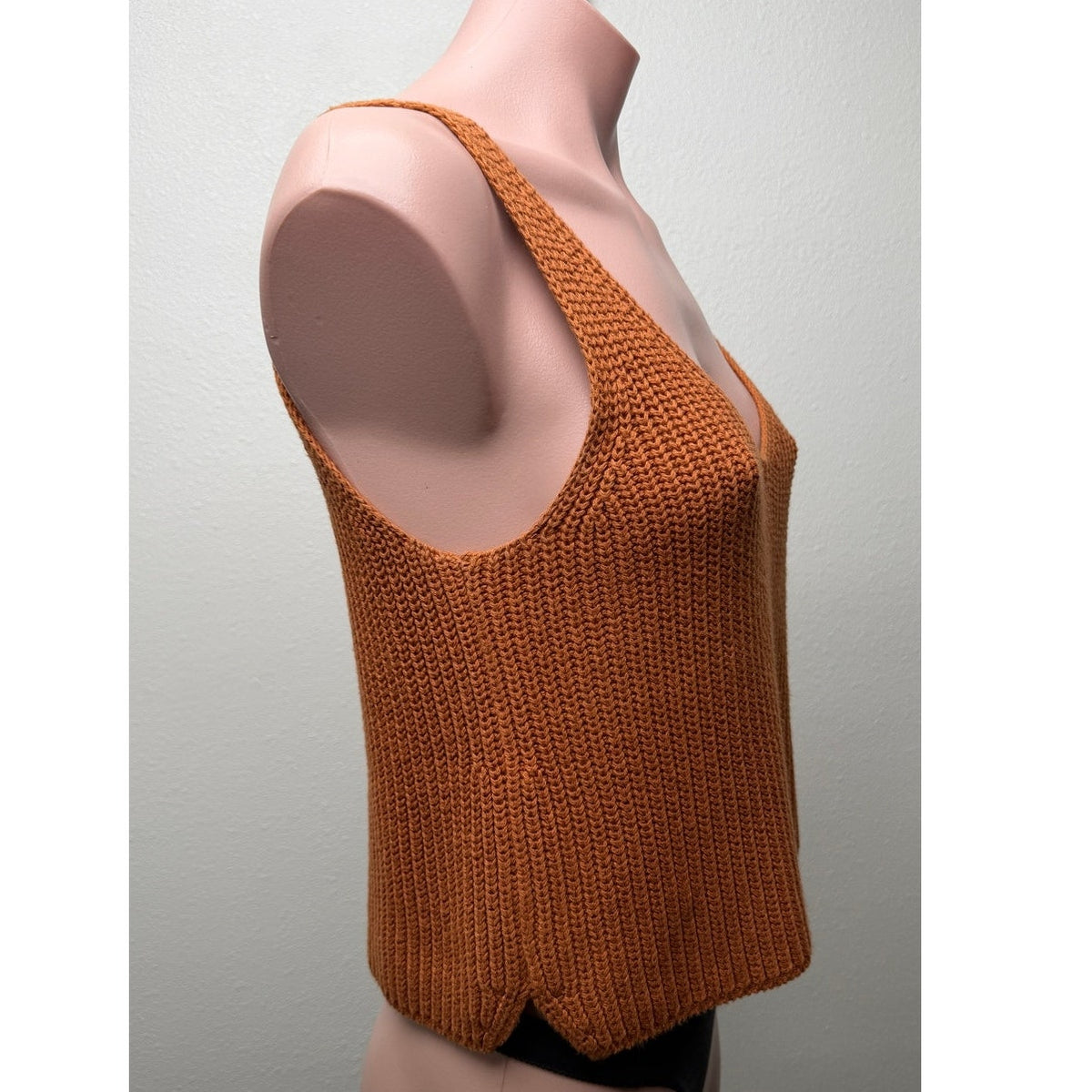 Intermix Rust Orange Ribbed Knit Tank Women S