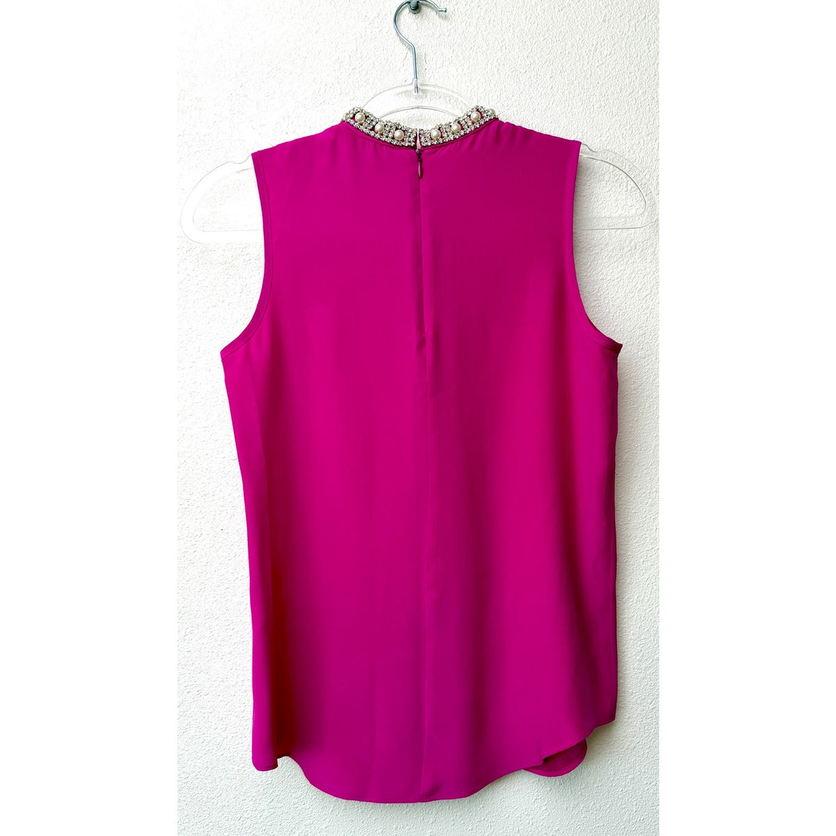 Amanda Uprichard Silk Pearl High Neck Blouse US S Pink