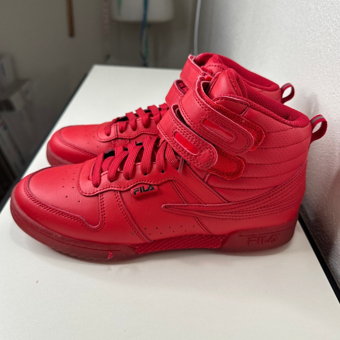 Fila Red Monochromatic F-14 High Top Casual Sneaker Shoe 8