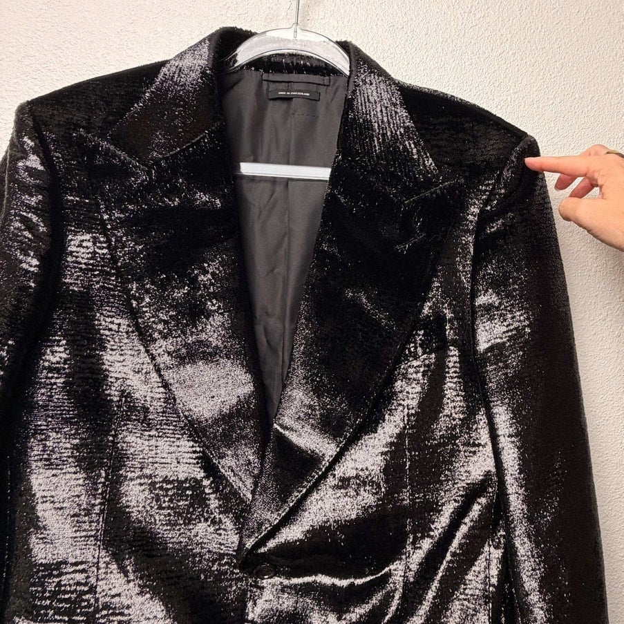 Tom Ford Black Metallic Lurex Textured Dinner Jacket Blazer Men's US 40R